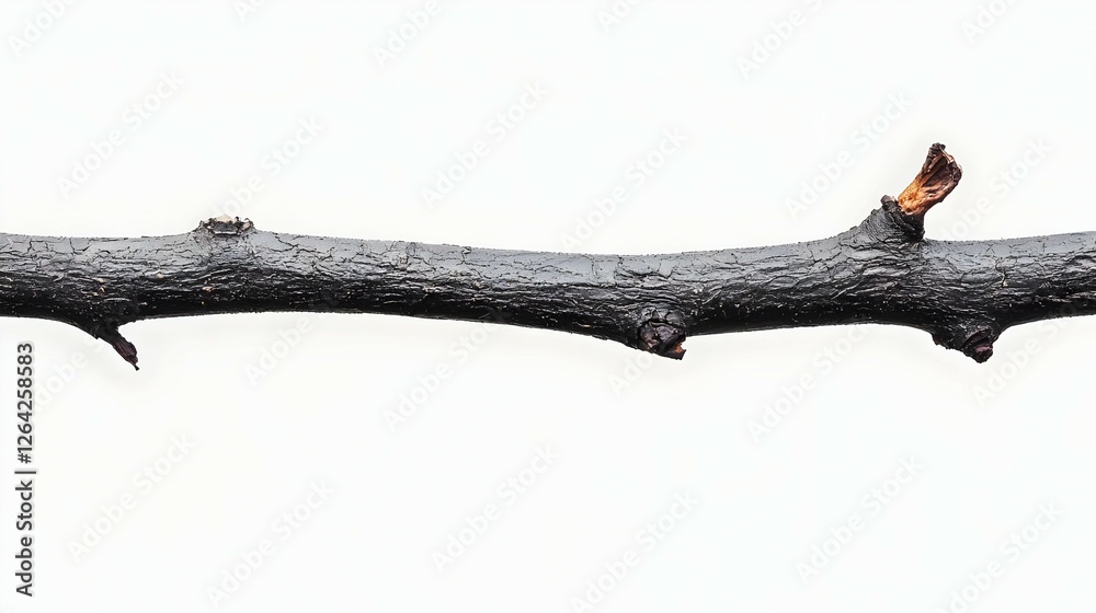 Fototapeta premium Dark Branch With Buds On White Background