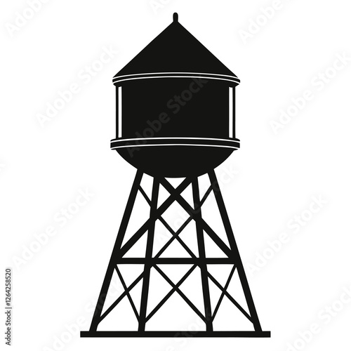 vector of a rooftop water tower