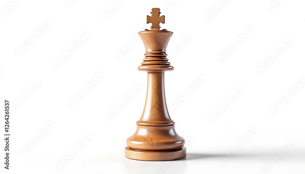 Wooden Chess King Piece Isolated on White Background Wooden Chess King Piece Isolated on White Background