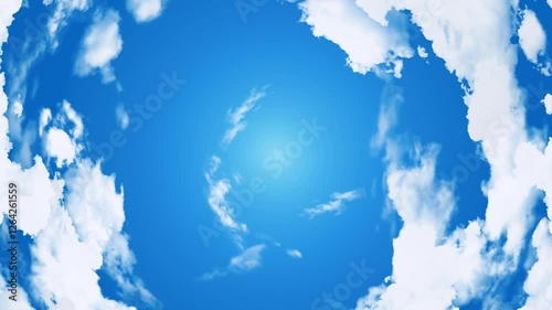 青空と円運動する雲のアニメーション