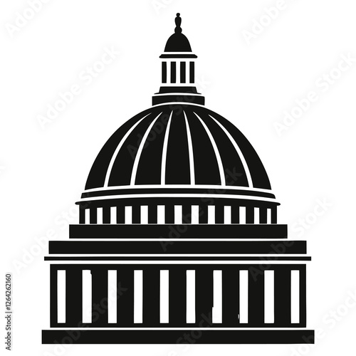 silhouette vector of central dome of a building