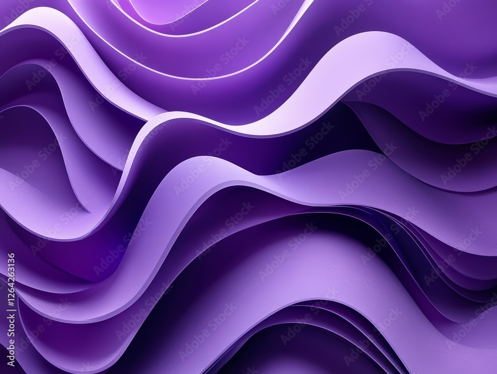 Obraz premium Abstract purple waves, layered design, 3d render, Generative AI