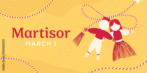 martisor tradition horizontal banner illustration in flat style