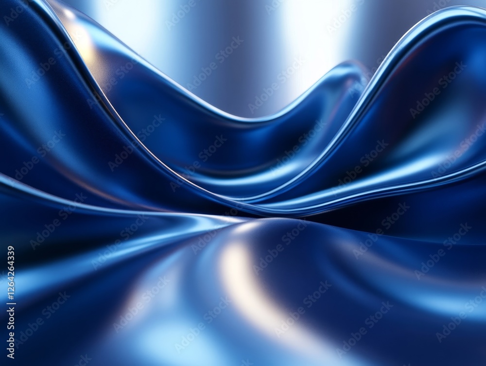 Fototapeta premium Abstract blue lines, iridescent design, 3d render, Generative AI