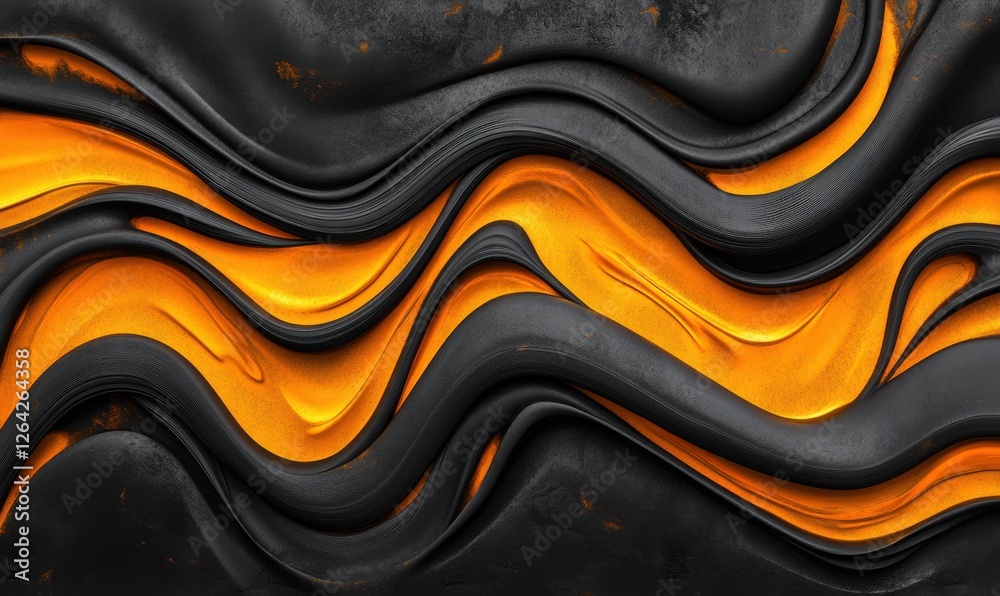 Abstract orange and black waves, flowing texture, background design, website banner Abstract orange and black waves, flowing texture, background design, website banner