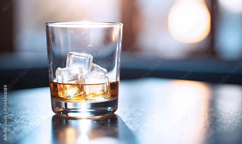 custom made wallpaper toronto digitalGolden Hour Whiskey: Ice cubes melt gently in amber liquid, a moment of quiet luxury.