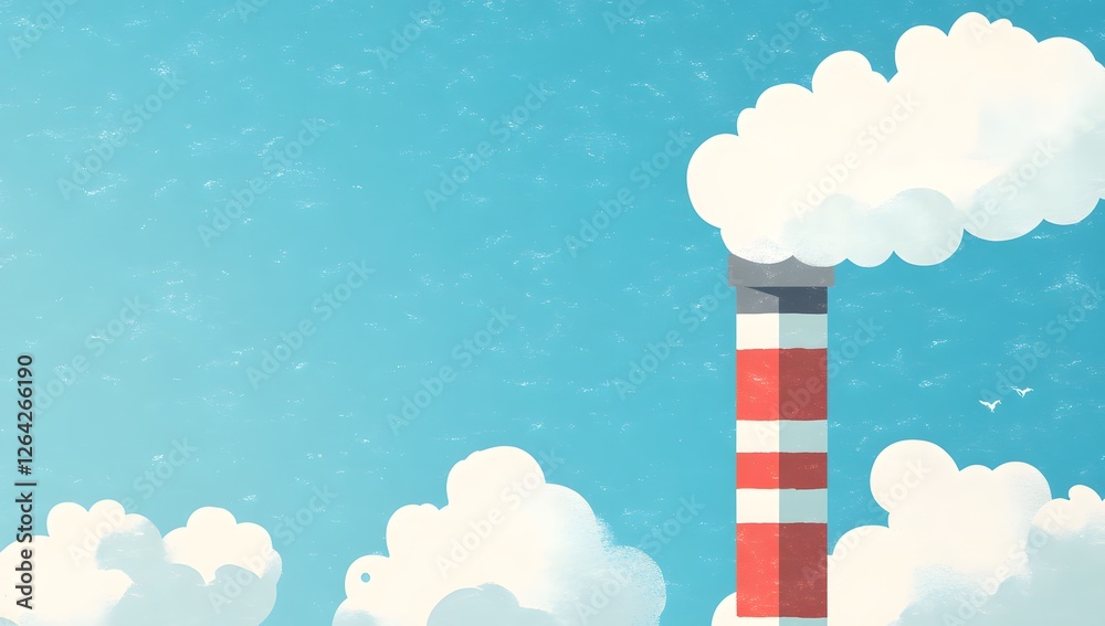 Sky view of a factory chimney with clouds Sky view of a factory chimney with clouds