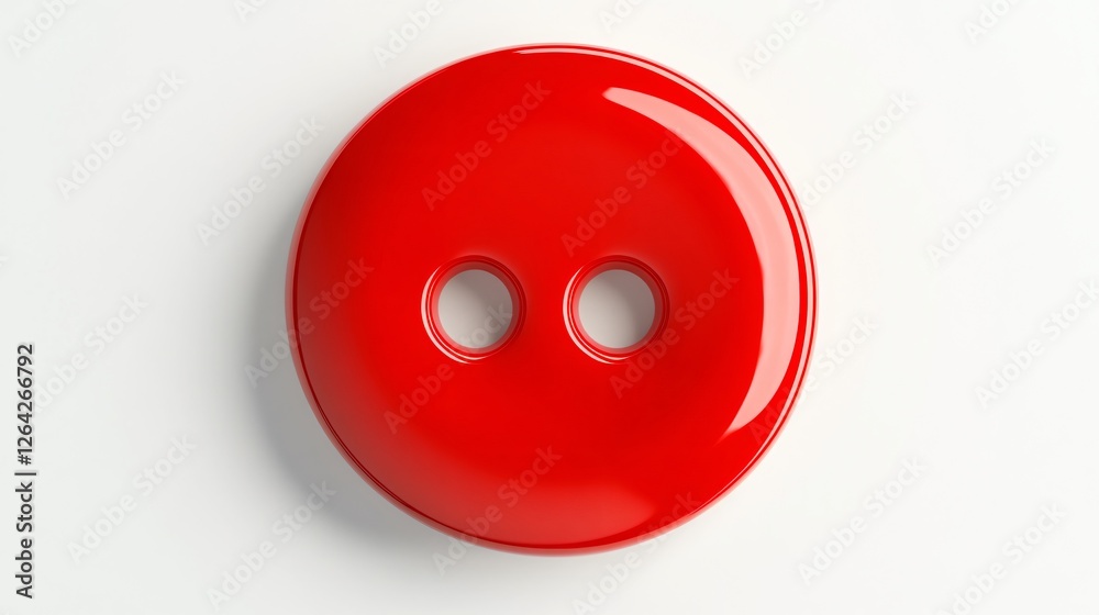 3D Illustration of a Bright Red Button with Four Holes 3D Illustration of a Bright Red Button with Four Holes