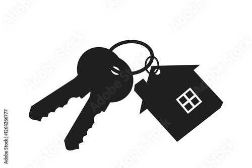 Silhouette of house key vector icon set illustration isolated on white background. House key real estate   concept, buy, sell, protection, security, turnkey repair, property, logo art work.