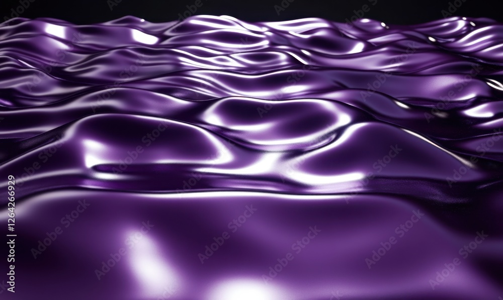 Obraz premium Abstract purple liquid surface, undulating texture, dark background, for design