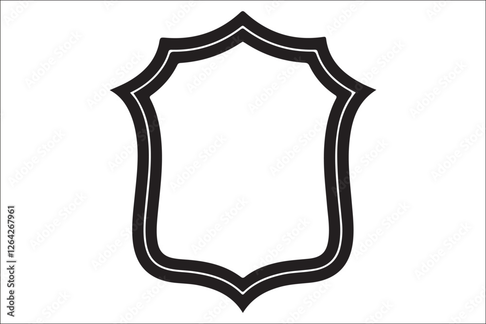 Minimalist Black and White Shield on White Background Minimalist Black and White Shield on White Background