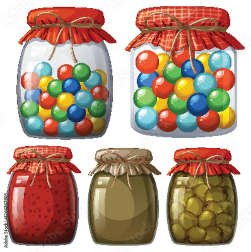 Colorful Jars of Sweets and Preserves