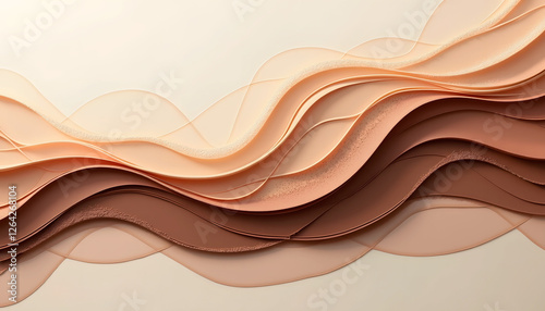 Abstract wavy layers in soft earth tones creating a modern and elegant background design

