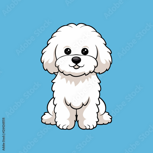 Adorable Bichon Frise Dog Sitting Cartoon