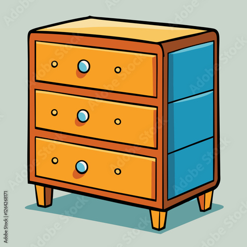 Wooden Chest of Drawers Vector Isolated