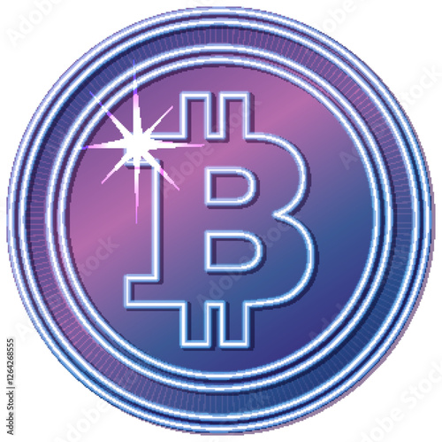 Shiny Bitcoin Cryptocurrency Vector Illustration