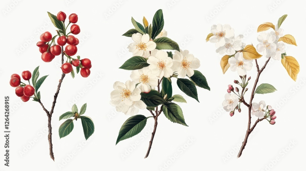 Fototapeta premium Cherry Blossom Botanical Art