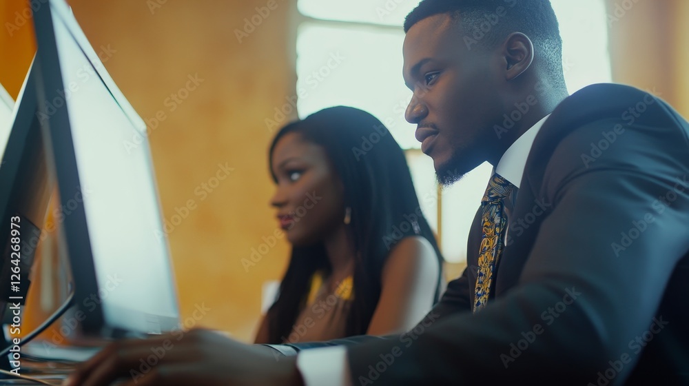 African Business Team Working On Computer, African Business Team Working On Computer,