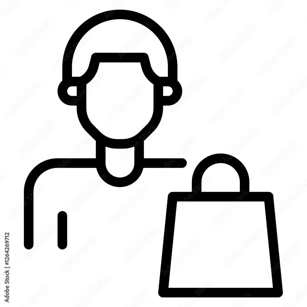 Stylized Icon of a Shopper Carrying a Bag Stylized Icon of a Shopper Carrying a Bag