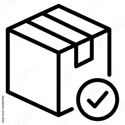 Stylized Delivery Box Icon with Checkmark
