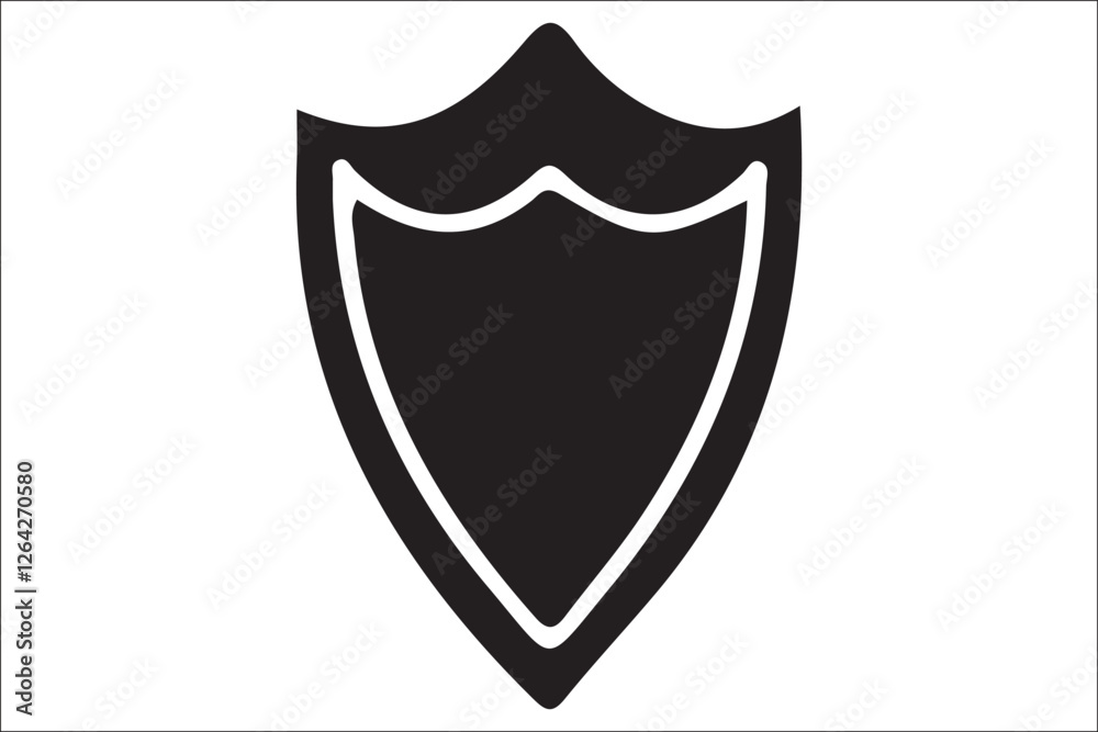 Minimalist Black and White Shield on White Background Minimalist Black and White Shield on White Background