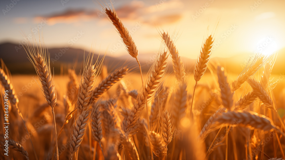 Fototapeta premium wheat field. golden wheat field and sunny day.