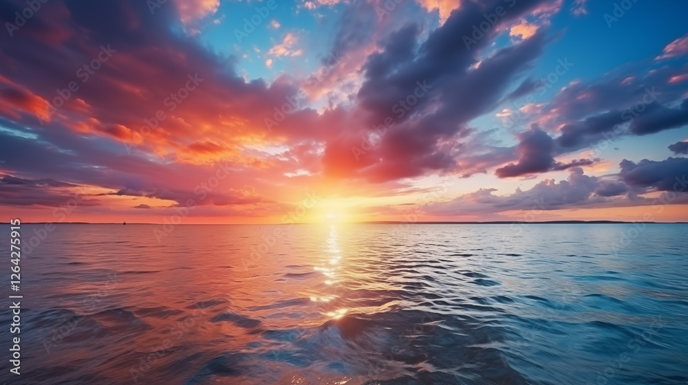 Fototapeta premium Sunset on the sea waves.
