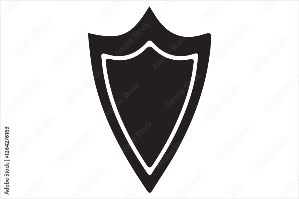 Minimalist Black and White Shield on White Background Minimalist Black and White Shield on White Background
