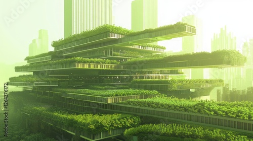Modern Tiered Shopping Center Surrounded by Lush Greenery