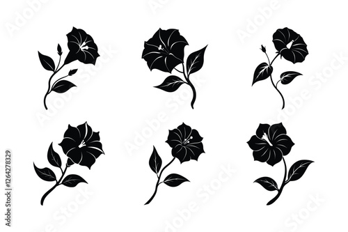 Four O’Clock (Mirabilis jalapa) silhouette vector illustraion