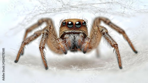 Wallpaper Mural Extreme Close Up Of Brown Jumping Spider On White Web Torontodigital.ca