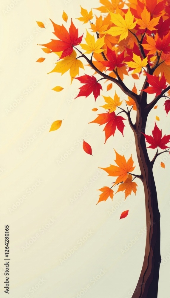 stylized autumn branch with multicolored leaves in whimsical style, nature illustrations, fantasy foliage, leaf art stylized autumn branch with multicolored leaves in whimsical style, nature illustrations, fantasy foliage, leaf art