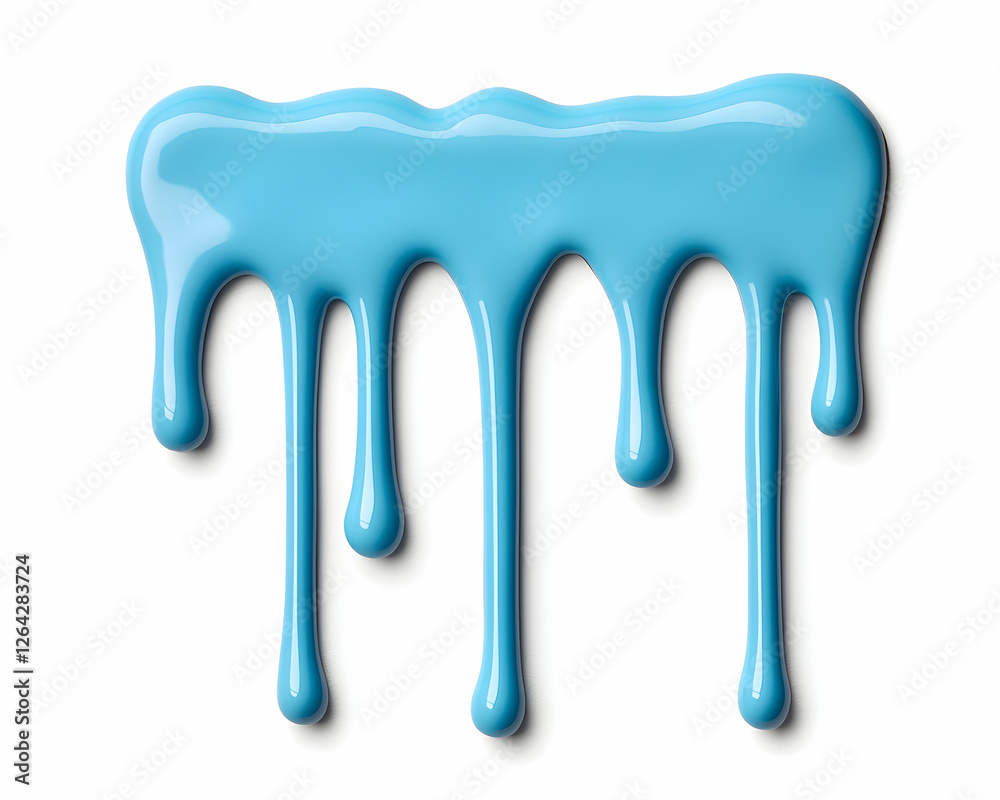 Blue paint dripping, on white surface. Conceptual, background use for art design generative AI