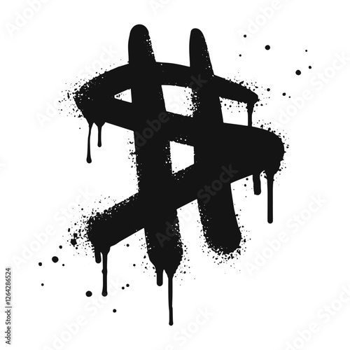 Spray painted graffiti currency in black over white. Drops of sprayed dollar icon. isolated on white background. vector illustration