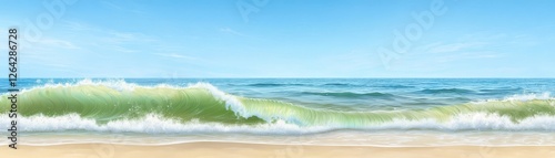 Crashing wave painting, ocean art, beach artwork, seascape canvas print, coastal decor, blue wall art