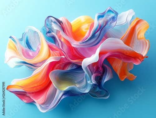 Abstract colorful lines, fluid design, 3d render, Generative AI
