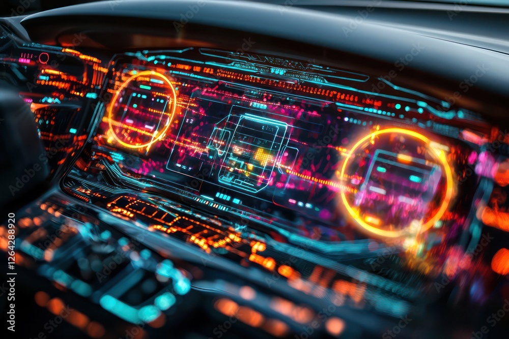 Fototapeta premium Smart energy dashboard with AI-powered holograms , interactive futuristic display.