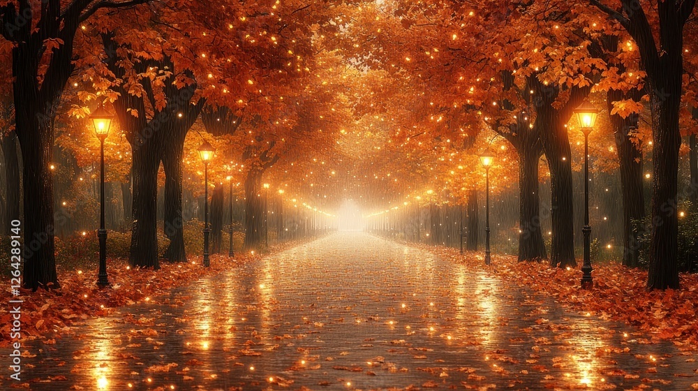 Enchanted Autumn Walk: A Magical Pathway Through Glowing Trees Enchanted Autumn Walk: A Magical Pathway Through Glowing Trees