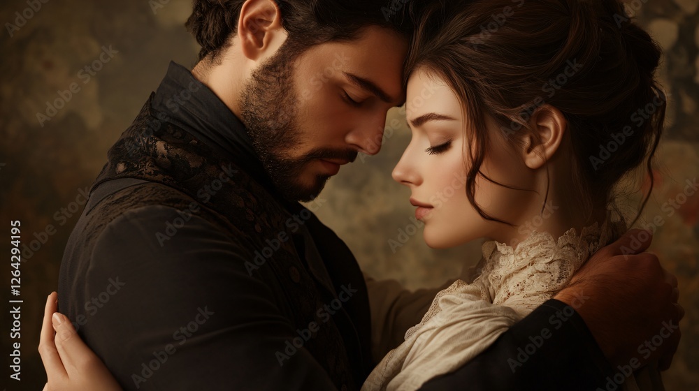 Historical Romance Novel Cover Featuring a Couple in Love Historical Romance Novel Cover Featuring a Couple in Love