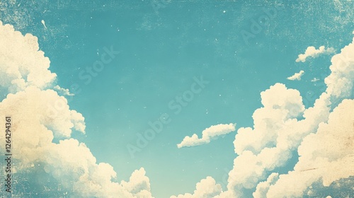 Serene Sky: Vintage-Style Cloudscape Illustration