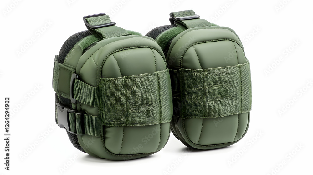 Naklejka premium Pair of green knee pads isolated on white, for work or sports and safety generative AI