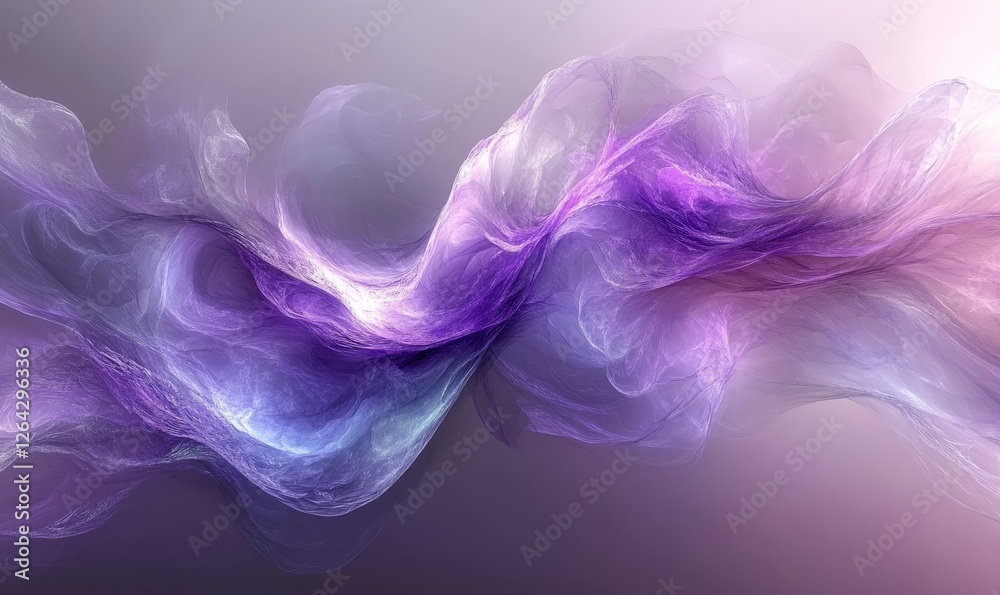 Obraz premium Abstract purple waves, iridescent design, 3d render, Generative AI