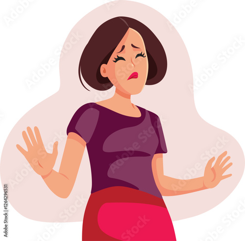 Woman Feeling Repulsion and Aversion Vector Cartoon. Lady feeling repulsed and disgusted by something yuck 

