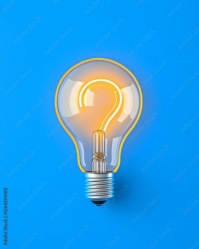 Question mark lightbulb glows with a bright idea on a blue background generative AI Question mark lightbulb glows with a bright idea on a blue background generative AI