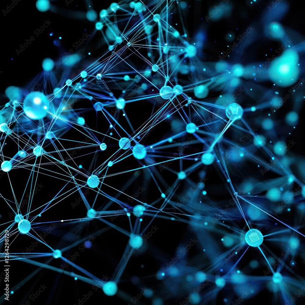 Fototapeta premium Interwoven IoT structures forming smart AI networks , futuristic digital communication.