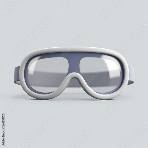 A pair of white and blue goggle type eyeglasses.