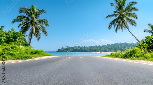 Road to Tropical Beach Paradise. Scenic Tropical Coast View.  Perfect Holiday generative AI