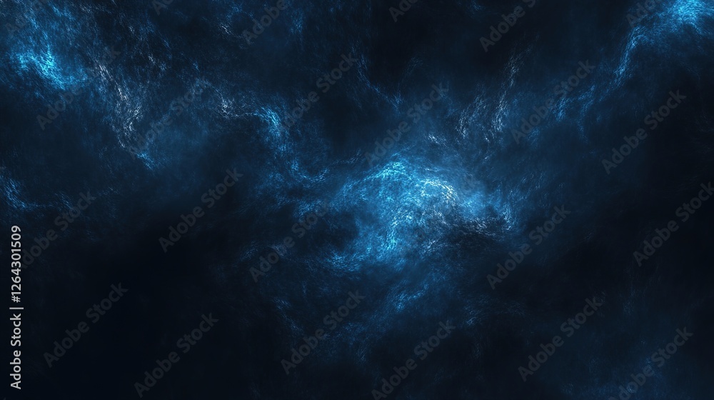 Fototapeta premium Ethereal Blue-Glowing Abstract Banner Design. Dark Background with Swirling Light and Noise Texture for Poster Header.
