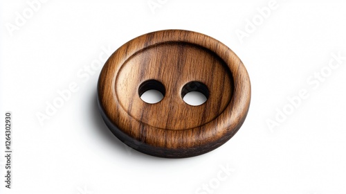 Wooden Button Isolated on White Background