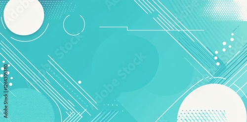 Abstract Teal Geometric Design:  Circles, Lines, and a Modern Feel